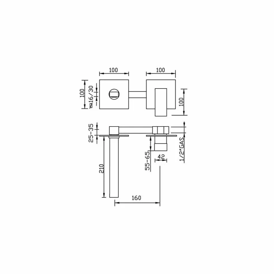 Lavet i Italien Design Wall Basin Mixer - Panela Viadurini