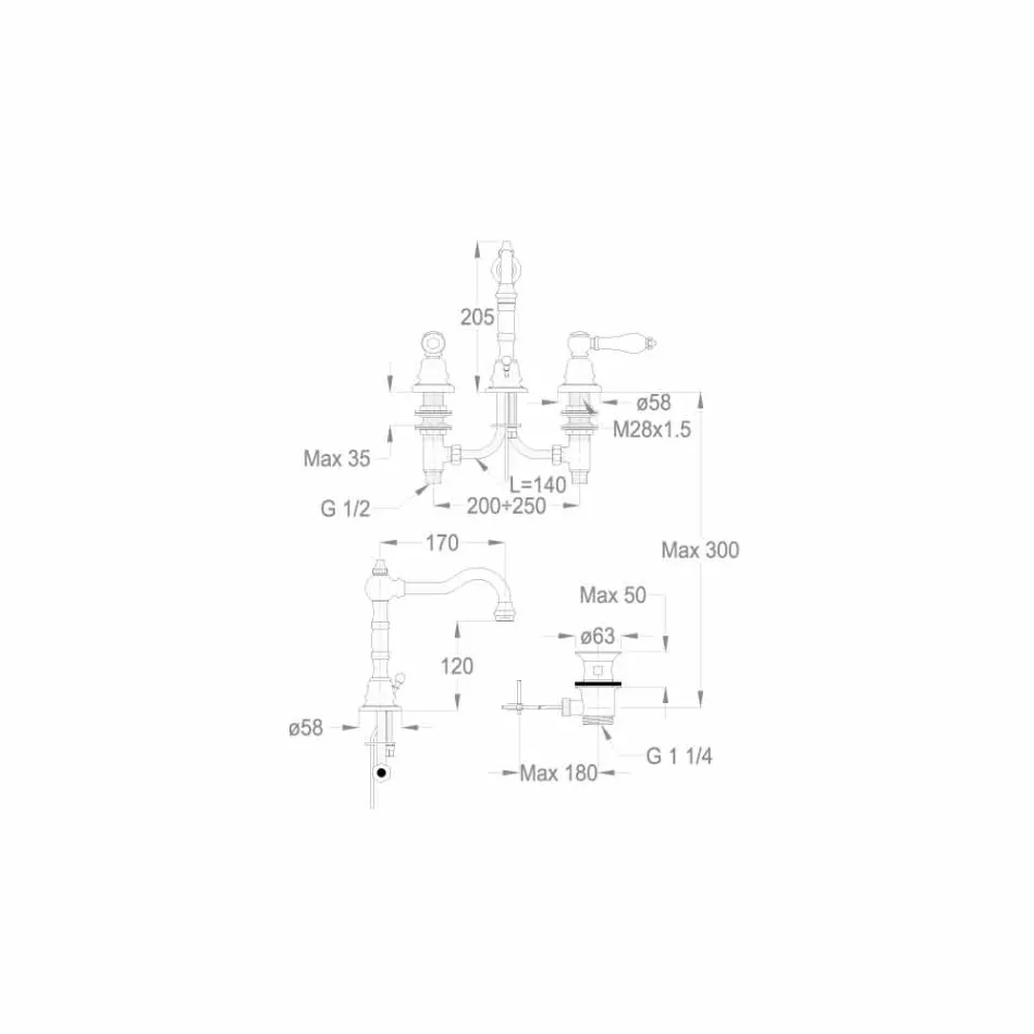 Countertop badeværelse håndvaskarmatur i forkromet messing fremstillet i Italien - Binsu Viadurini