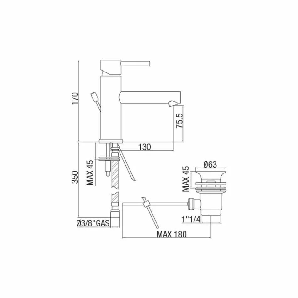 Moderne Krom Messing Badeværelsesvaskarmatur Lavet i Italien - Ermia Viadurini