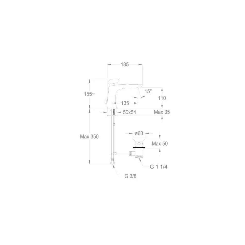 Moderne messingarmatur til badeværelsesvaske fremstillet i Italien - Besugo Viadurini