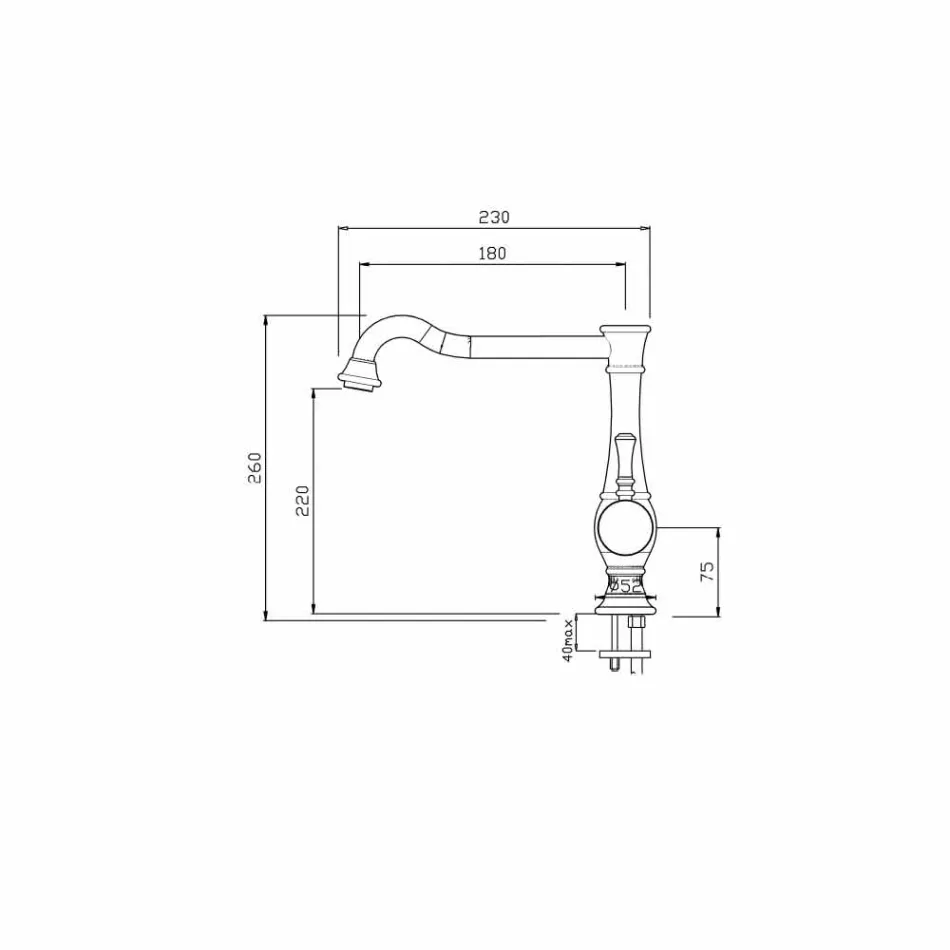 Håndvaskarmatur med høj drejetud Made in Italy - Neno Viadurini
