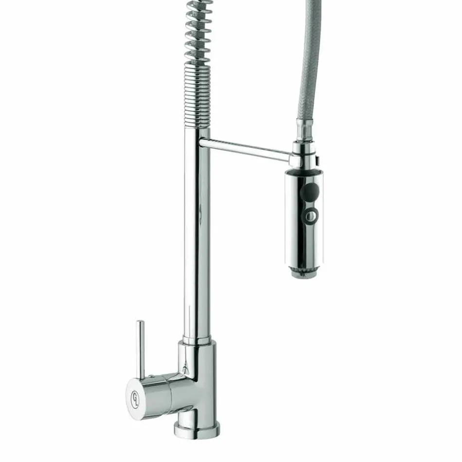 Køkkenvaskarmatur i messing med håndbruser fremstillet i Italien - Kalimo Viadurini