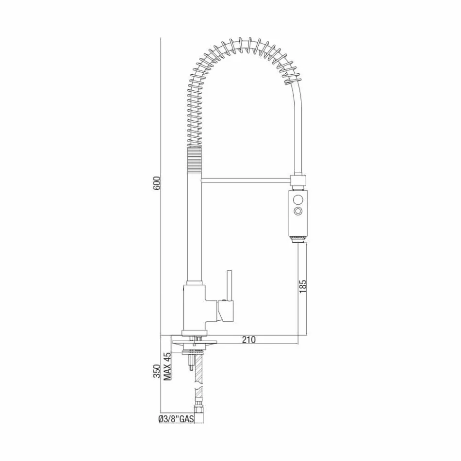 Køkkenvaskarmatur i messing med håndbruser fremstillet i Italien - Kalimo Viadurini