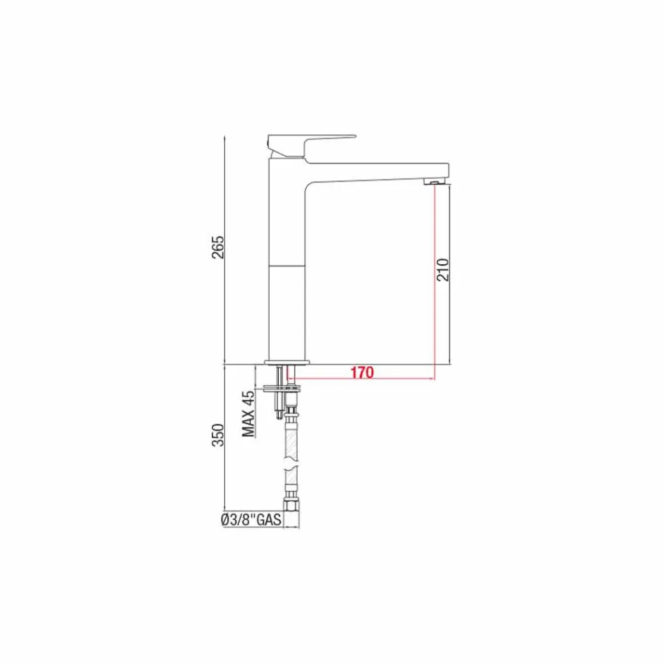 Messing udvidet håndvaskarmatur uden afløb fremstillet i Italien - Sindra Viadurini
