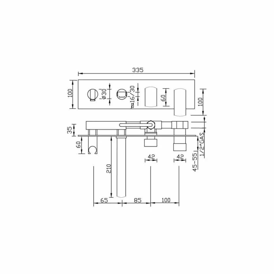 Moderne design indbygget badekararmatur i messing fremstillet i Italien - Sika Viadurini