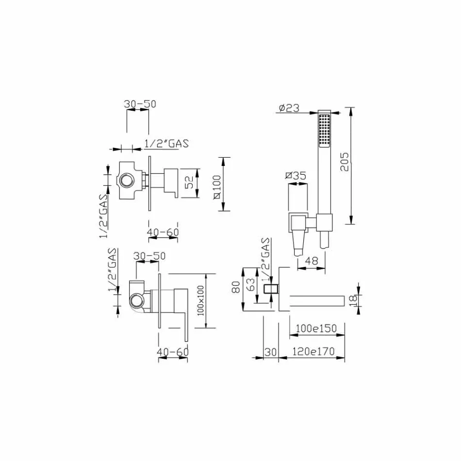 Made in Italy Design Indbygget badekararmatur - Bibo Viadurini