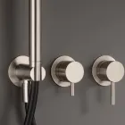 Indbygget badekararmatur med 3 udtag i AISI 316L stål - Artigli Viadurini