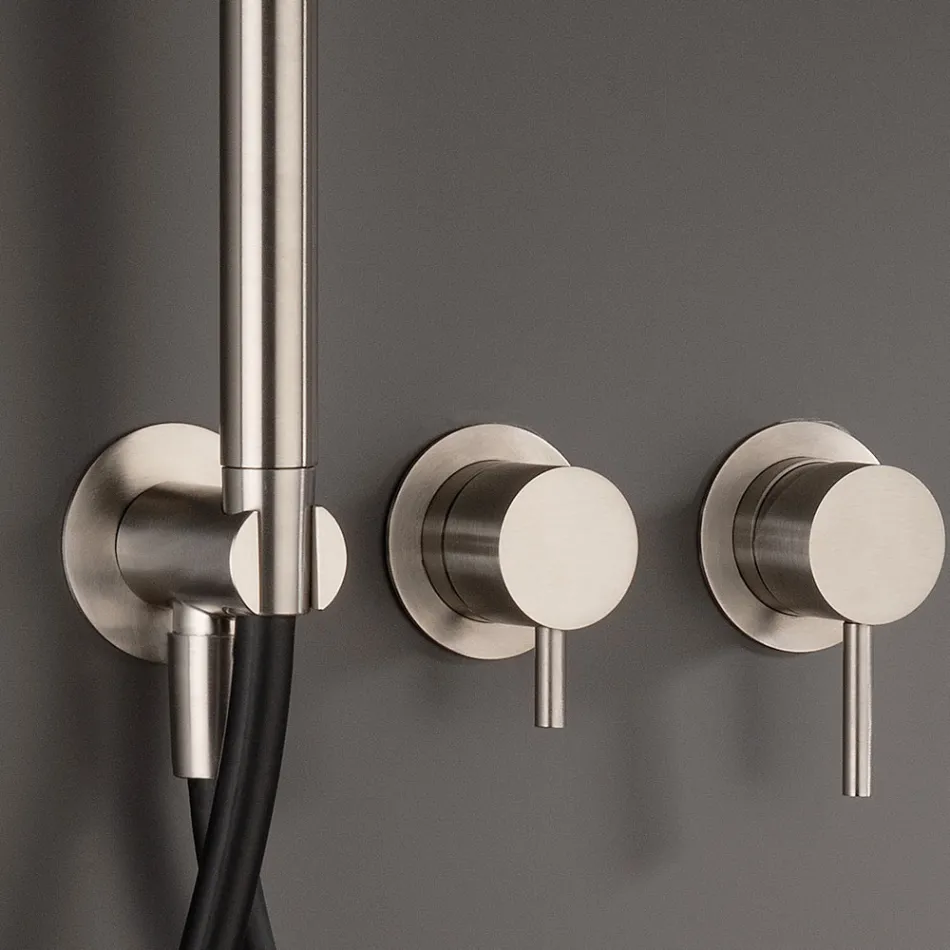 Indbygget badekararmatur med 3 udtag i AISI 316L stål - Artigli Viadurini