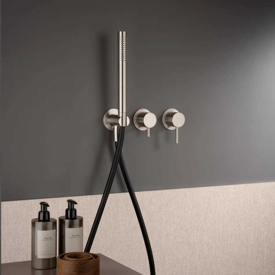 Indbygget badekararmatur med 3 udtag i AISI 316L stål - Artigli Viadurini