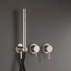 Indbygget badekararmatur med 3 udtag i AISI 316L stål - Artigli Viadurini