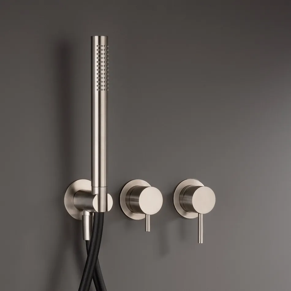 Indbygget badekararmatur med 3 udtag i AISI 316L stål - Artigli Viadurini