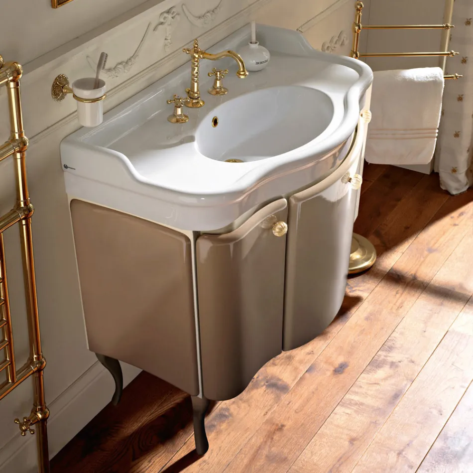 Skab med to døre og blank lakeret kurv Made in Italy - Candy Viadurini