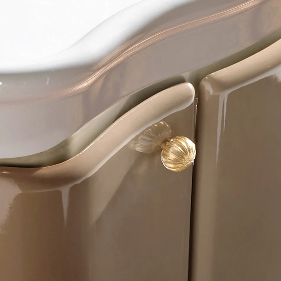 Skab med to døre og blank lakeret kurv Made in Italy - Candy Viadurini