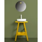 Badeværelsesmøbler af genvundet teaktræ med gul halvbuet top - Raomi Viadurini