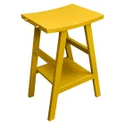 Badeværelsesmøbler af genvundet teaktræ med gul halvbuet top - Raomi Viadurini