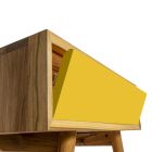 Badeværelsesmøbler i naturligt teaktræ med gul skuffe - Gatien Viadurini