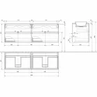 Hængende badeværelsesmøbler med dobbelt indbygget håndvask, moderne design - Dumbo Viadurini