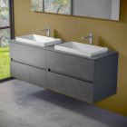 Hængende badeværelsesmøbler med dobbelt indbygget håndvask, moderne design - Dumbo Viadurini