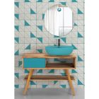 Fritstående badeværelsesskab inklusive blå farvet designskuffe - Benoit Viadurini
