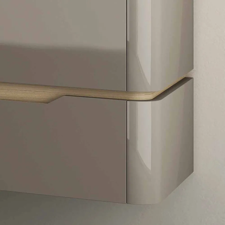 Badeværelseskab med integreret design trævask Arya, lavet i Italien Viadurini