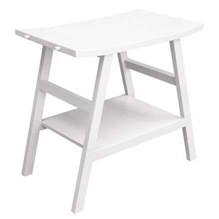 Genvundet Teak Design Badeværelsesskab med hvid top og støtte - Crina Viadurini