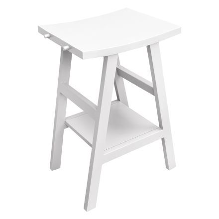 Design badeværelsesskab i naturlig teaktræ med mat hvid top og støtte - Raomi Viadurini