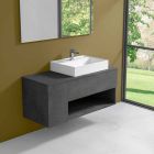 Hængende design badeværelsesskab med moderne håndvask til bordplade - Pistillo Viadurini