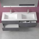 Dobbelt håndvask badeværelse, moderne design ophængt i 4 finish - dobbelt Viadurini