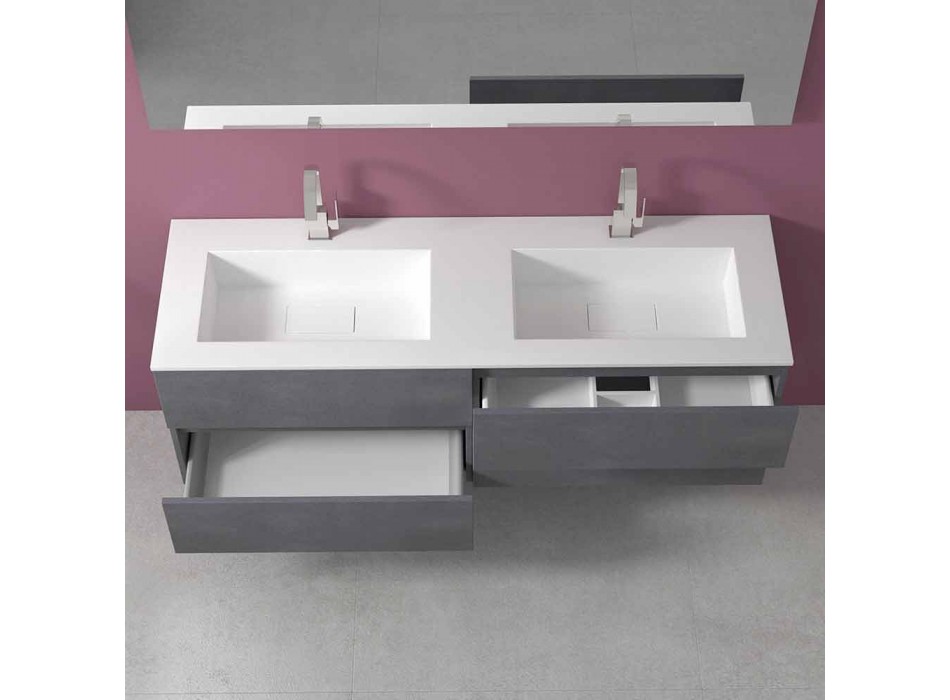 Dobbelt håndvask badeværelse, moderne design ophængt i 4 finish - dobbelt Viadurini