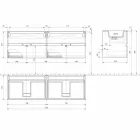 Dobbelt håndvask badeværelse, moderne design ophængt i 4 finish - dobbelt Viadurini