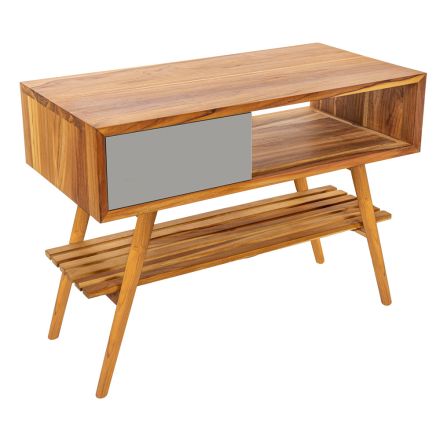 Genvundet Teak Grå Badeværelsesskab med Grå Skuffe - Benoit Viadurini