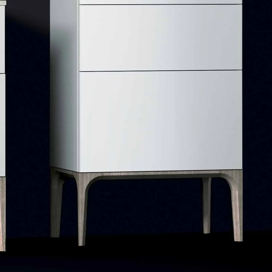 Moderne badeværelse skab med 3 skuffer i Amberlakeret træ, lavet i Italien Viadurini