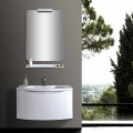 Hvidt moderne ophængt badeværelseskab med håndvask, hylde, LED-spejl - Michele