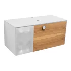 100 cm væghængt badeværelsesskab i 8 mm hærdet glas og europæisk egetræ - Excelsior Viadurini