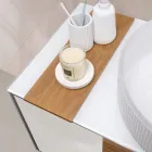 100 cm væghængt badeværelsesskab i 8 mm hærdet glas og europæisk egetræ - Excelsior Viadurini