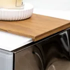 100 cm væghængt badeværelsesskab i 8 mm hærdet glas og europæisk egetræ - Excelsior Viadurini