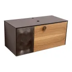 100 cm væghængt badeværelsesskab i 8 mm hærdet glas og europæisk egetræ - Excelsior Viadurini