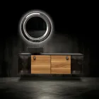 160 cm væghængt badeværelsesskab i 8 mm hærdet glas og europæisk egetræ - Excelsior Viadurini