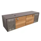 160 cm væghængt badeværelsesskab i 8 mm hærdet glas og europæisk egetræ - Excelsior Viadurini