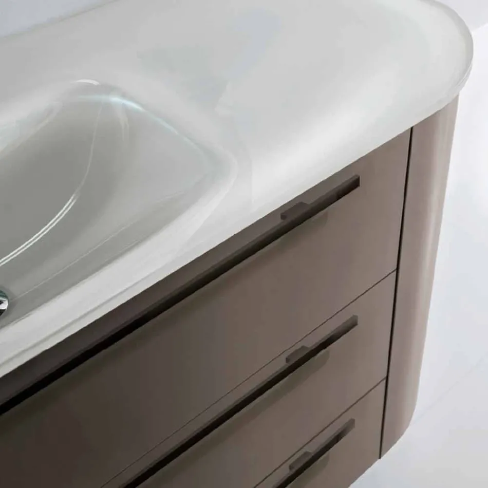 Ophængt badeværelse skab 3 skuffer + 2 trædøre Godt integreret vask Viadurini