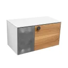 80 cm væghængt badeværelsesskab i 8 mm hærdet glas og europæisk egetræ - Excelsior Viadurini