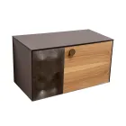 80 cm væghængt badeværelsesskab i 8 mm hærdet glas og europæisk egetræ - Excelsior Viadurini