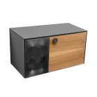 80 cm væghængt badeværelsesskab i 8 mm hærdet glas og europæisk egetræ - Excelsior Viadurini