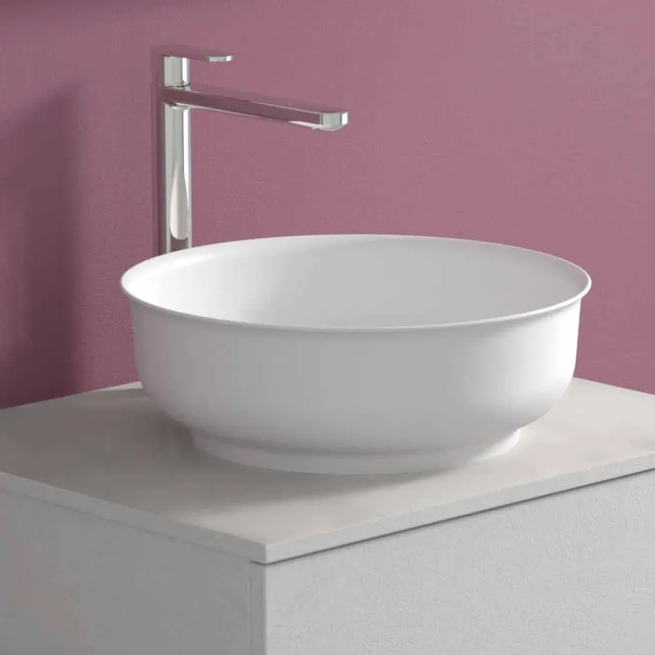 Ophængt badeværelsesskab med rund bordvask, moderne design - Dumbo Viadurini