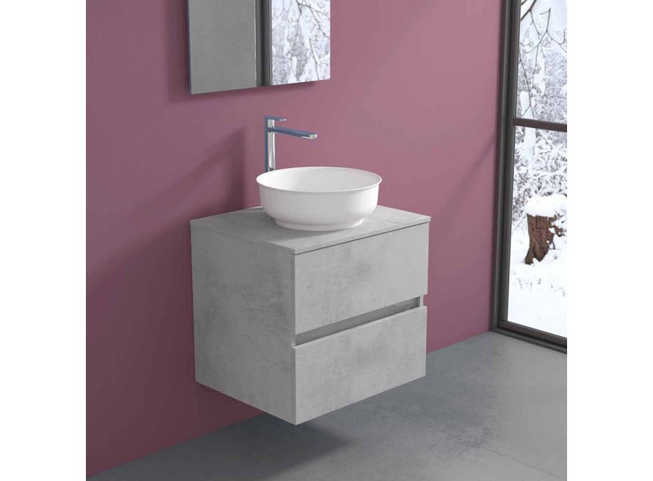 Ophængt badeværelsesskab med rund bordvask, moderne design - Dumbo Viadurini