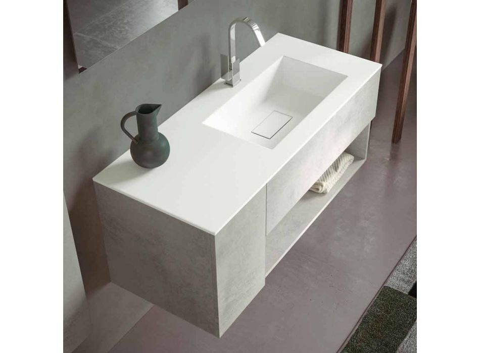 Hængende badeværelsesskab og integreret håndvask, moderne design i 4 finish - Pistillo Viadurini