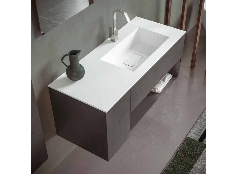 Hængende badeværelsesskab og integreret håndvask, moderne design i 4 finish - Pistillo Viadurini