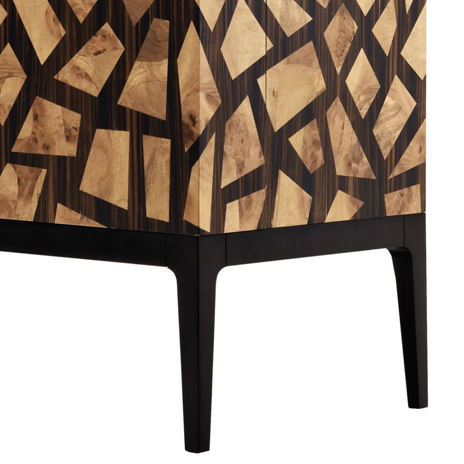 Grilli Zarafa 2-dørs design barskab lavet i Italien i ebenholt træ Viadurini