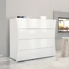 Mobil Hvid Skuffe 4 Skuffer Design i Sustainable Wood - Sabine Viadurini