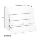 Mobil Hvid Skuffe 4 Skuffer Design i Sustainable Wood - Sabine Viadurini